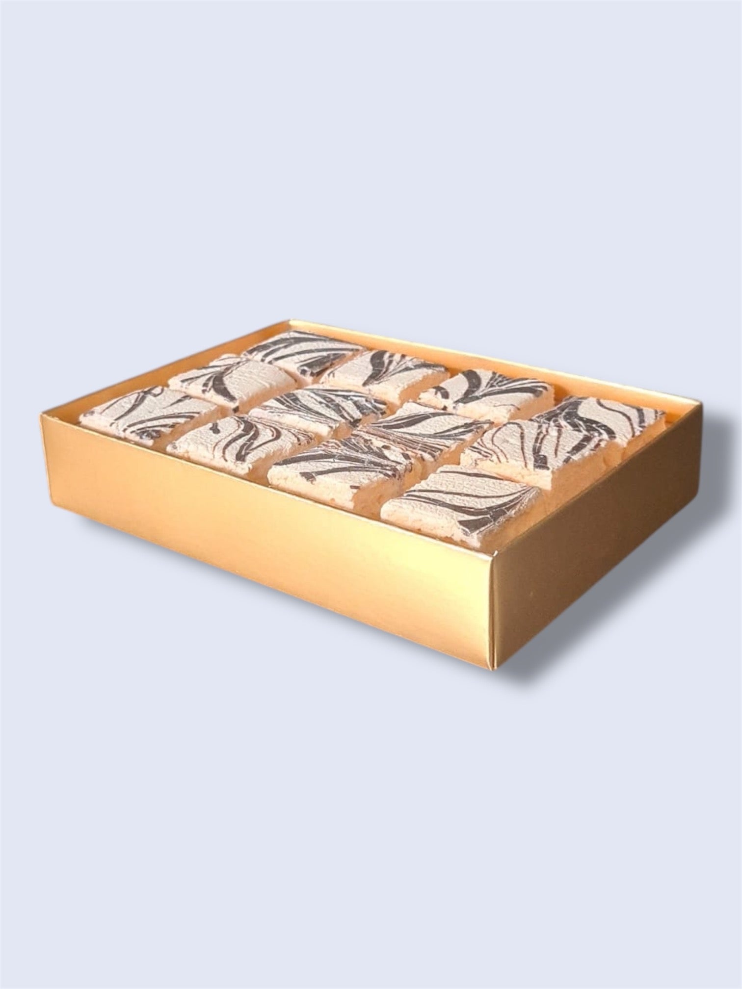 Gold gift box containing 12 Chocolate Orange gourmet marshmallows