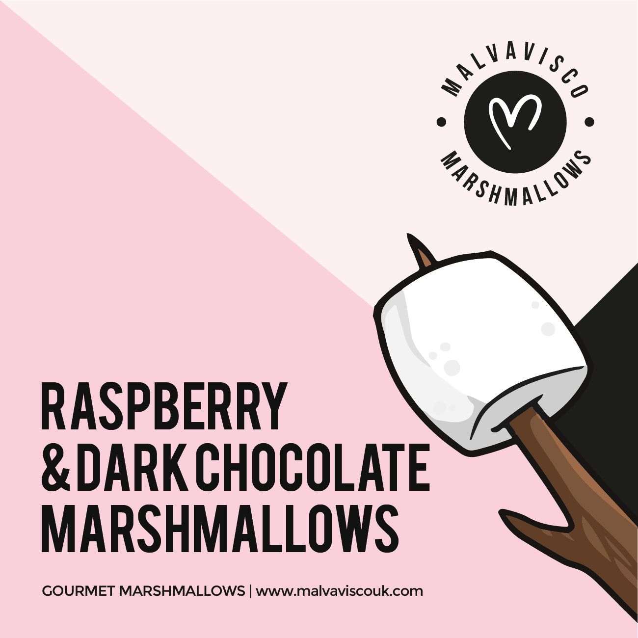 Raspberry & Dark Chocolate gourmet marshmallow box label