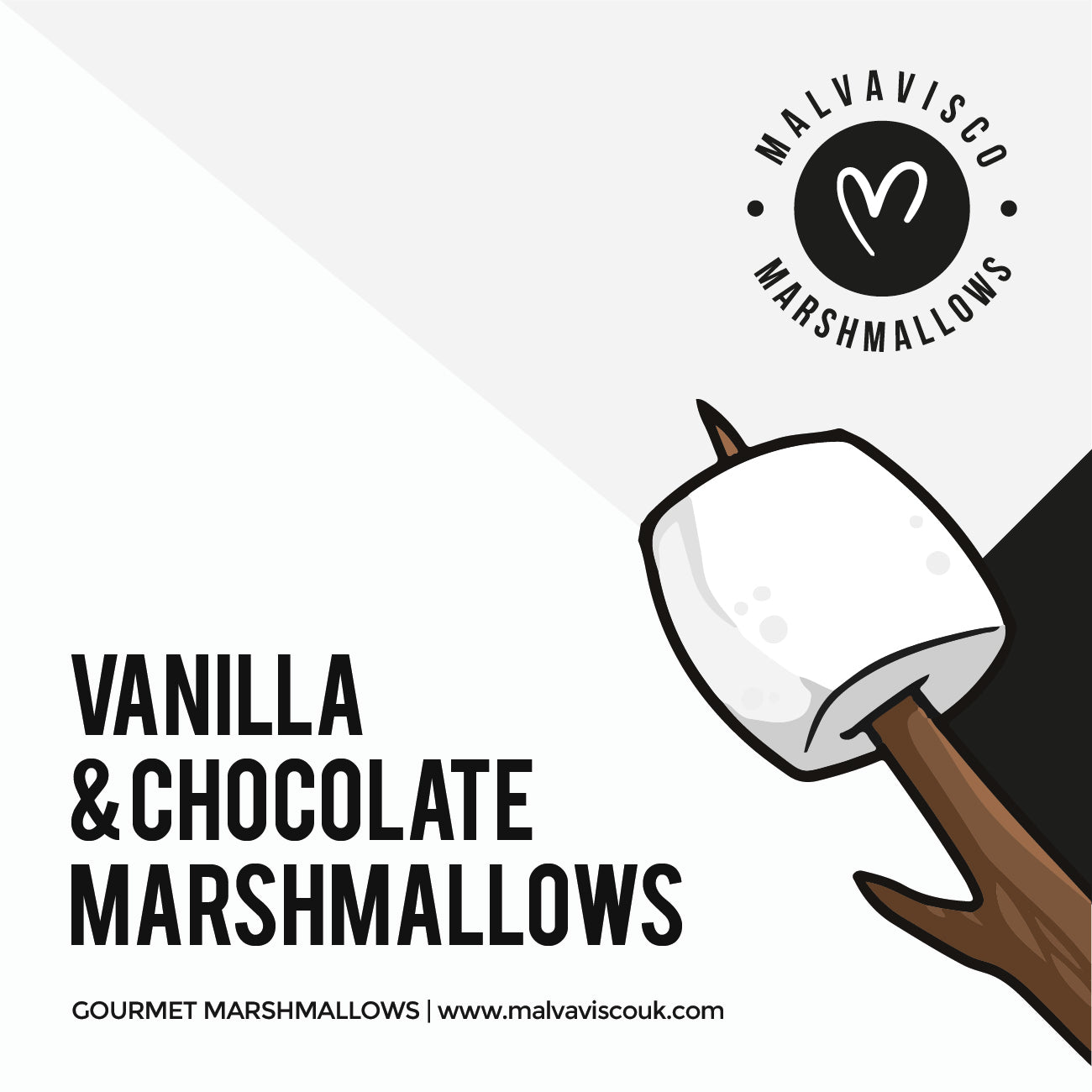 Vanilla & chocolate gourmet marshmallow box label